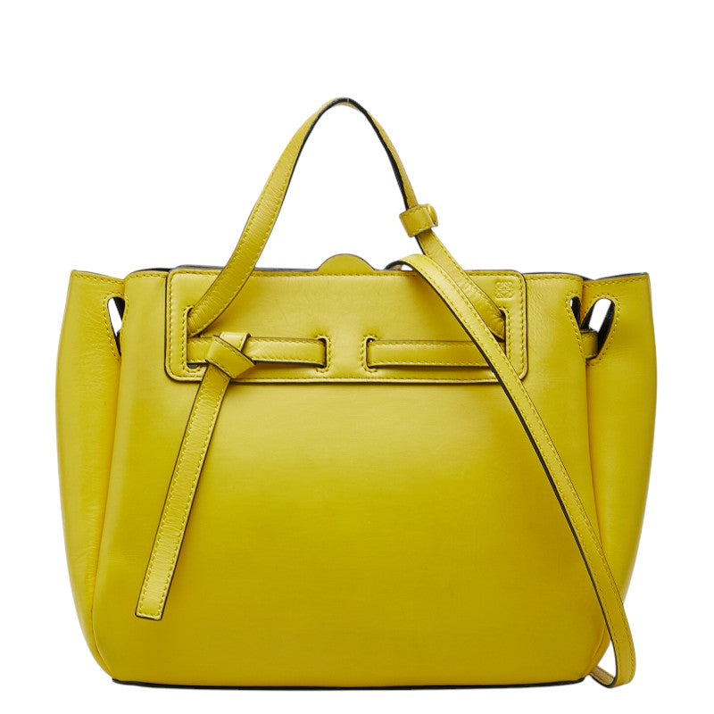 ロエベ ラゾ ミニ ハンドバッグ ショルダーバッグ 2WAY イエロー レザー レディース LOEWE 【中古】