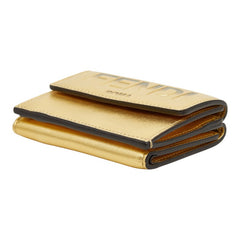 フェンディ 三つ折り財布 コンパクトウォレット ゴールド レザー レディース FENDI 【中古】