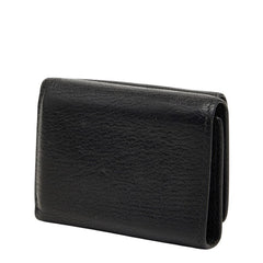 ミュウミュウ マドラス フィオッコ リボン ビジュー 三つ折り財布 ブラック レザー ガラス レディース MIUMIU 【中古】