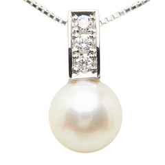 Pt900 プラチナ Pt850 プラチナ アコヤパール8.4mm ダイヤ0.10ct ペンダントトップ ネックレス レディース 【中古】