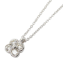 K18WG ホワイトゴールド ダイヤ0.20ct クローバーモチーフ ペンダント ネックレス レディース 【中古】