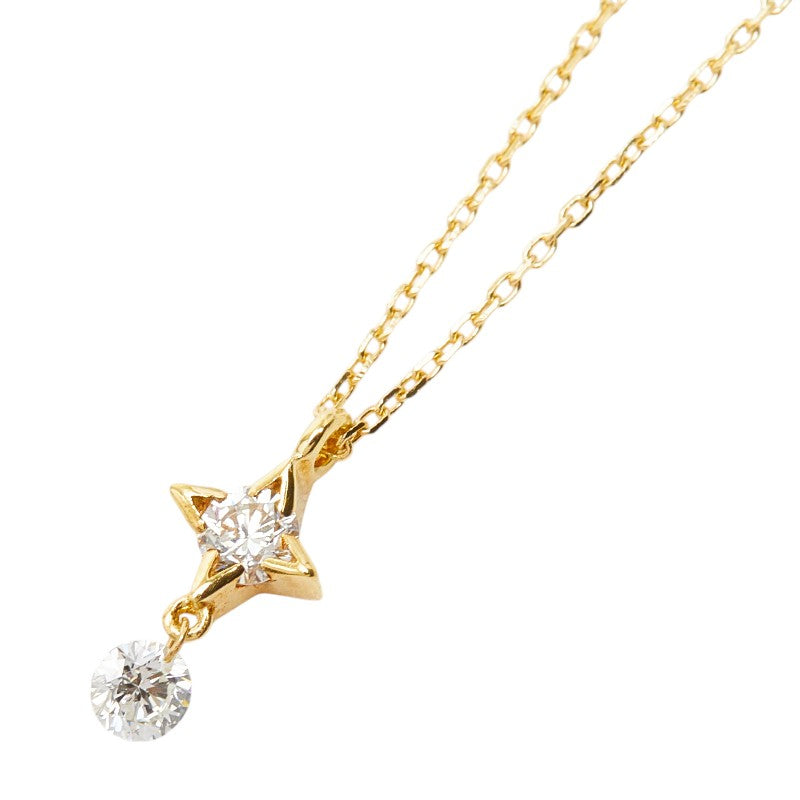 アーカー K18YG イエローゴールド ダイヤ プチネックレス スターモチーフ ネックレス レディース AHKAH 【中古】