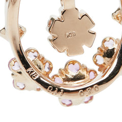 K18PG ピンクゴールド ピンクサファイア0.40ct グリーンガーネット0.06ct ダイヤ0.15ct フラワーモチーフ ピアス レディース 【中古】
