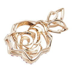 K18PG ピンクゴールド ルビー0.55ct ピンクサファイア フラワーモチーフ ローズ ペンダントトップ ネックレス レディース 【中古】