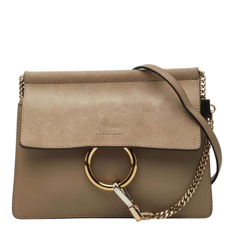 クロエ フェイ チェーン ショルダーバッグ ベージュ スウェード レザー レディース Chloe 【中古】