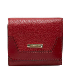 バーバリー ノバチェック 三つ折り財布 レッド レザー レディース BURBERRY 【中古】