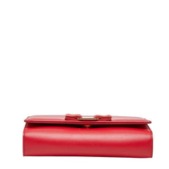 サルヴァトーレフェラガモ ヴァラリボン チェーンショルダーバッグ AU21/B558 レッド レザー レディース Salvatore Ferragamo 【中古】