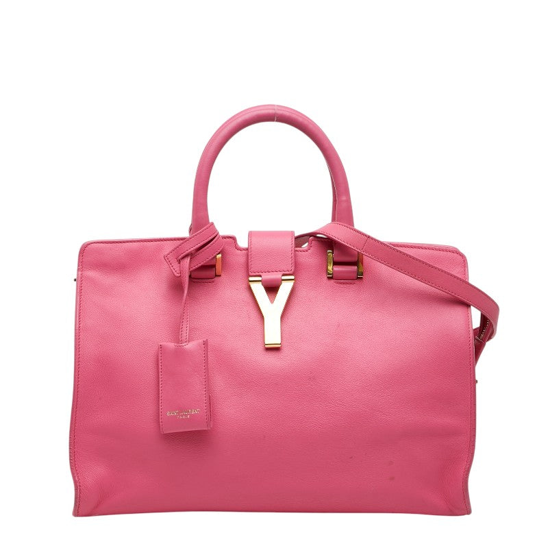 サンローラン Yライン プチカバス ハンドバッグ ショルダーバッグ 2WAY 311210 ピンク レザー レディース SAINT LAURENT 【中古】