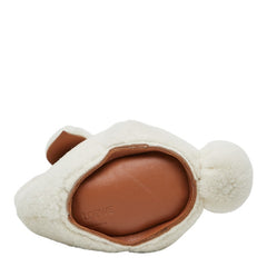 ロエベ バニー ミニ ショルダーバッグ クロスボディ ウサギ オフホワイト ボア レザー レディース LOEWE 【中古】