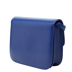 セリーヌ クラシックボックス ミディアム 斜め掛け ショルダーバッグ ブルー レザー レディース CELINE 【中古】