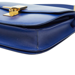 セリーヌ クラシックボックス ミディアム 斜め掛け ショルダーバッグ ブルー レザー レディース CELINE 【中古】