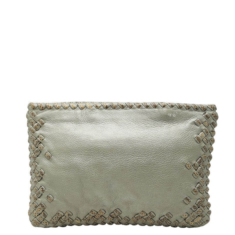 ボッテガヴェネタ クラッチバッグ セカンドバッグ グレー レザー アイヤーズ レディース BOTTEGAVENETA 【中古】