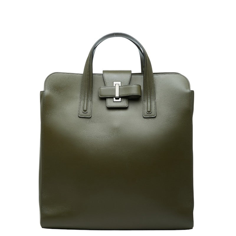 デルヴォー サンプリシーム トートバッグ ビジネスバッグ カーキグリーン レザー メンズ DELVAUX 【中古】