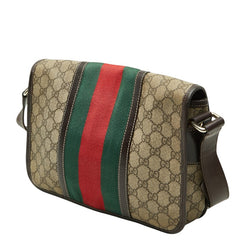 グッチ GGスプリーム シェリーライン メッセンジャーバッグ ショルダーバック 211130 ベージュ ブラウン レザー PVC レディース GUCCI 【中古】