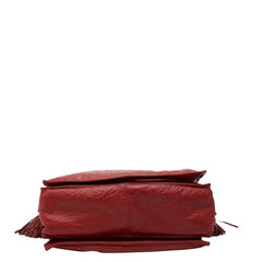 ロエベ アナグラム フラワー 花 型押し フラメンコ 斜め掛け ショルダーバッグ レッド レザー レディース LOEWE 【中古】