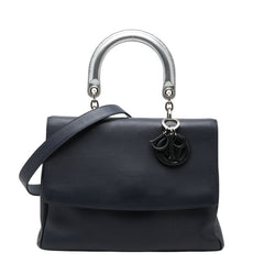 ディオール ビー ディオール ハンドバッグ ショルダーバッグ 2WAY ネイビー シルバー レザー レディース Dior 【中古】