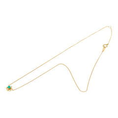 K18YG イエローゴールド エメラルド0.18ct ダイヤ0.04ct フラワーモチーフ プチネックレス ペンダント ネックレス レディース 【中古】