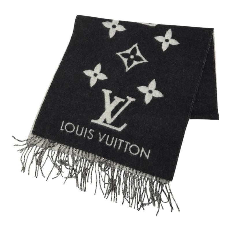 ルイ ヴィトン エシャルプ レイキャビック ストール マフラー 大判 M71040 ノワール グレー カシミヤ レディース LOUIS VUITTON 【中古】