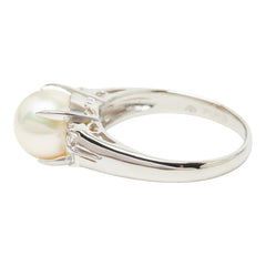 真珠 Pt850 プラチナ アコヤパール8.5mm ダイヤ0.15ct リング 指輪 レディース 14号 【中古】