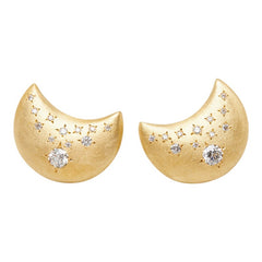 K18YG イエローゴールド ダイヤ0.111ct ダイヤ0.05ct ダイヤ0.123ct ダイヤ0.05ct ムーンモチーフ 月 ピアス レディース 【中古】