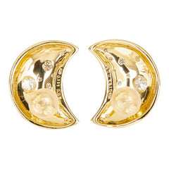 K18YG イエローゴールド ダイヤ0.111ct ダイヤ0.05ct ダイヤ0.123ct ダイヤ0.05ct ムーンモチーフ 月 ピアス レディース 【中古】