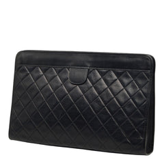 シャネル マトラッセ ココマーク クラッチバッグ ブラック ラムスキン レディース CHANEL 【中古】