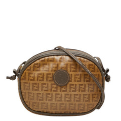 フェンディ ズッキーノ 斜め掛け ショルダーバッグ ポシェット ブラウン グレー PVC レディース FENDI 【中古】
