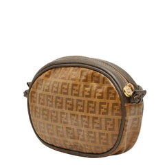 フェンディ ズッキーノ 斜め掛け ショルダーバッグ ポシェット ブラウン グレー PVC レディース FENDI 【中古】