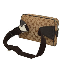 グッチ GGキャンバス ボディバッグ ウエストバッグ 449174 ベージュ ブラウン キャンバス レザー レディース GUCCI 【中古】