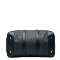 グッチ GGスプリーム ボストンバッグ ショルダーバッグ 2WAY 474131 ブラック グレー PVC レザー メンズ GUCCI 【中古】