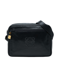 ロエベ アナグラム 斜め掛け ショルダーバッグ ブラック レザー レディース LOEWE 【中古】