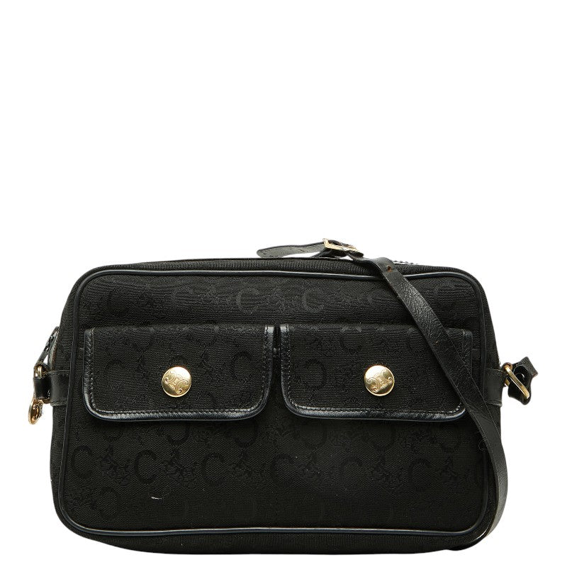 セリーヌ Cマカダム ショルダーバッグ ブラック キャンバス レザー レディース CELINE 【中古】