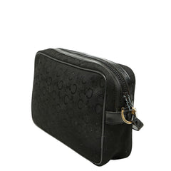 セリーヌ Cマカダム ショルダーバッグ ブラック キャンバス レザー レディース CELINE 【中古】