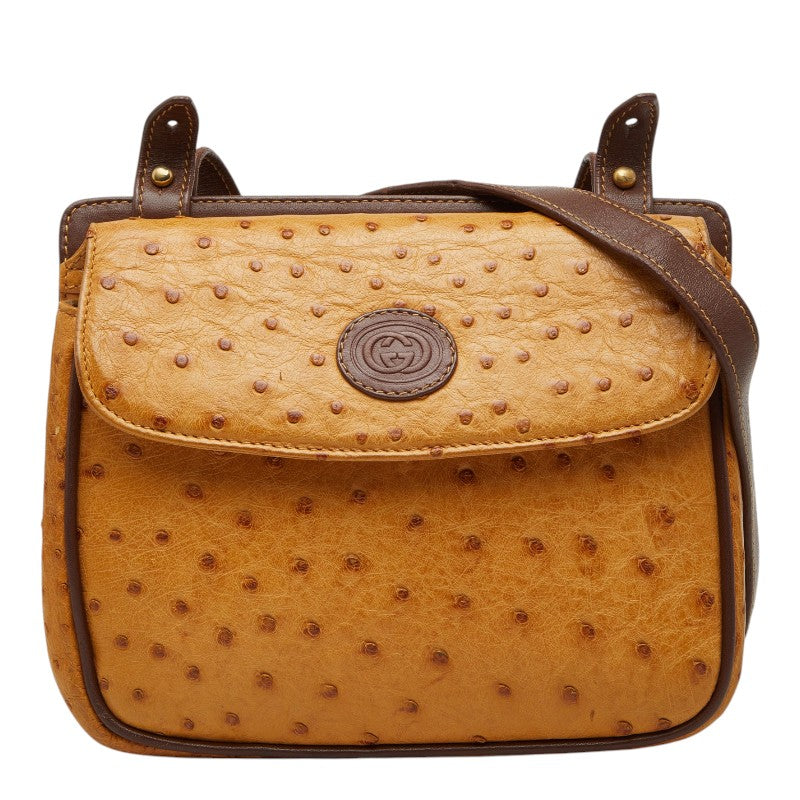 グッチ 斜め掛け ショルダーバッグ ベージュ オーストリッチ レディース GUCCI 【中古】