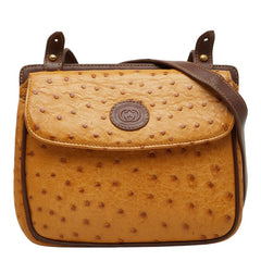 グッチ 斜め掛け ショルダーバッグ ベージュ オーストリッチ レディース GUCCI 【中古】