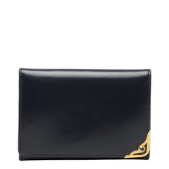 カルティエ サファイアライン カードケース パスケース ネイビー系 レザー メンズ CARTIER 【中古】