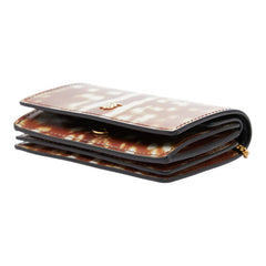 バーバリー 鹿柄 プリント チェーン ショルダー ウォレット ブラウン系 レザー レディース BURBERRY 【中古】