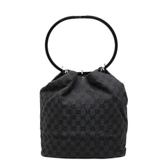 グッチ GGキャンバス ハンドバッグ ワンショルダーバッグ 001 3738 ブラック キャンバス レザー レディース GUCCI 【中古】