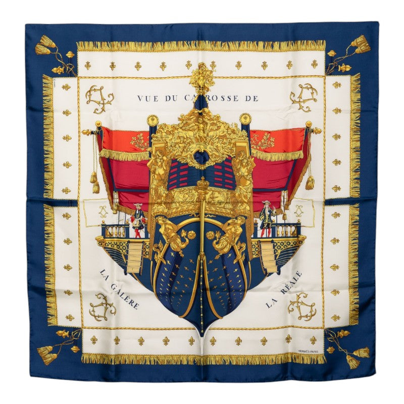 エルメス カレ90 VUE DU CARROSSE DE LA GALERE LA REALE クイーンの戴冠式 スカーフ 大判 マルチカラー シルク レディース HERMES 【中古】