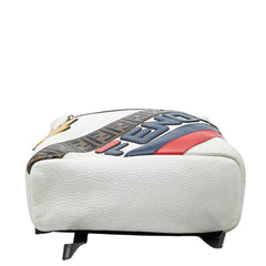 フェンディ × FILA フェンディマニア ズッカ リュック バックパック ホワイト マルチカラー レザー レディース FENDI 【中古】