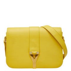 サンローラン Yライン 斜め掛け ショルダーバッグ イエロー レザー レディース SAINT LAURENT 【中古】