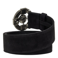 シャネル ベルト サイズ 80 32 ブラック スウェード カラーストーン レディース CHANEL 【中古】
