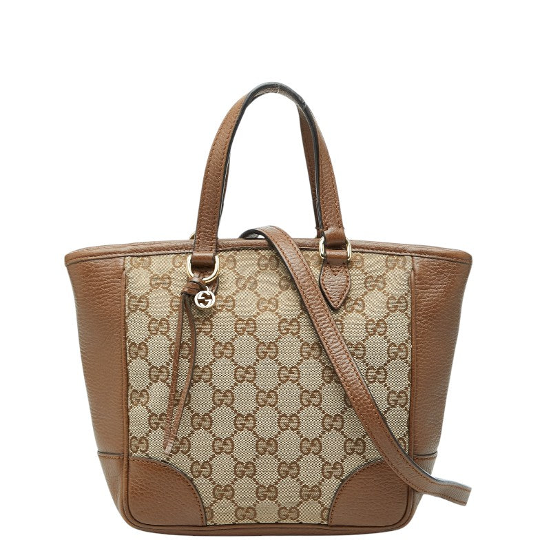 グッチ GGキャンバス ハンドバッグ ショルダーバッグ 2WAY 449241 ブラウン ベージュ レザー キャンバス レディース GUCCI 【中古】