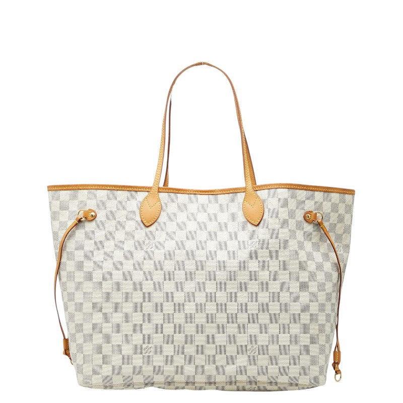 ルイ ヴィトン ダミエ アズール ネヴァーフルGM ショルダーバッグ トートバッグ N51108 ホワイト PVC レザー レディース LOUIS VUITTON 【中古】