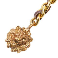 シャネル チェーン ベルト ライオンモチーフ ゴールド メッキ レザー レディース CHANEL 【中古】