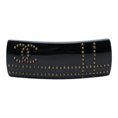 シャネル ココマーク スタッズ バレッタ ヘアアクセサリー 07A ブラック プラスチック レディース CHANEL 【中古】