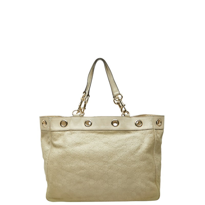 グッチ グッチシマ トートバッグ ハンドバッグ 153033 ベージュ キャンバス レザー レディース GUCCI 【中古】