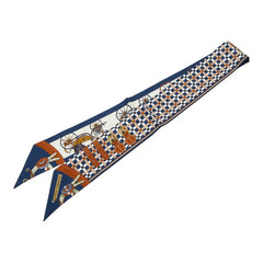 エルメス ツイリー 馬車 ベルト モチーフ スカーフ ネイビー レディース HERMES 【中古】