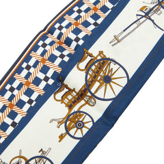 エルメス ツイリー 馬車 ベルト モチーフ スカーフ ネイビー レディース HERMES 【中古】