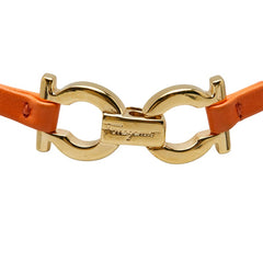サルヴァトーレフェラガモ ガンチーニ チョーカー オレンジ ゴールド金具 メッキ レザー レディース Salvatore Ferragamo 【中古】